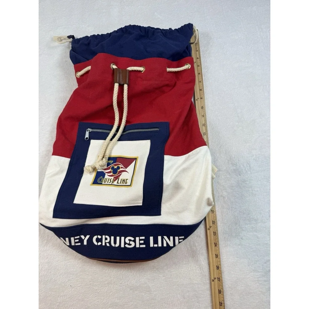 Disney Cruise Line Backpack Duffle‎ Bag Red White Blue Canvas Approx 15.5x26.10